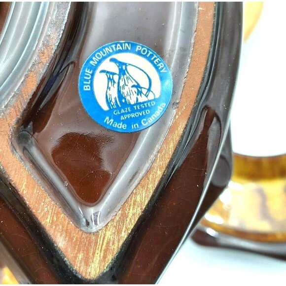 Blue Mountain Pottery 5 Piece Lazy Susan Serving Tray Harvest Gold 12 inch - Picture 4 of 11